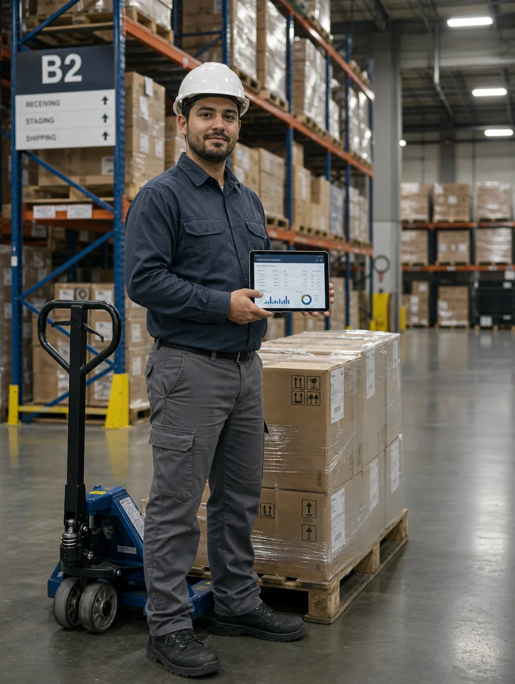 Professional logistics coordinator reviewing shipping documents