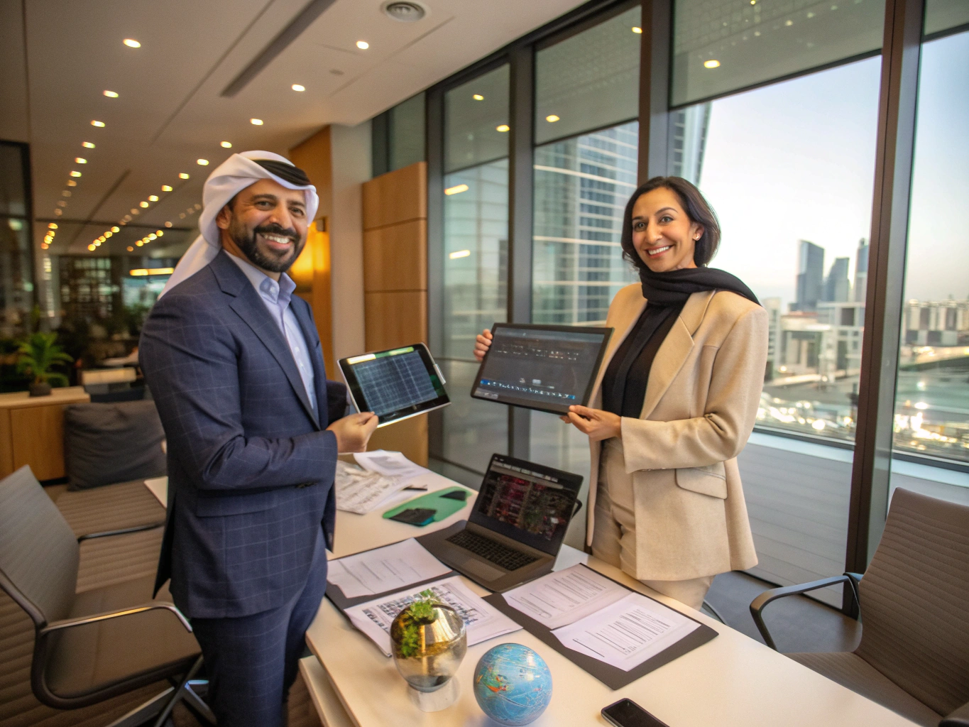 Business partners discussing trade finance solutions in Dubai
